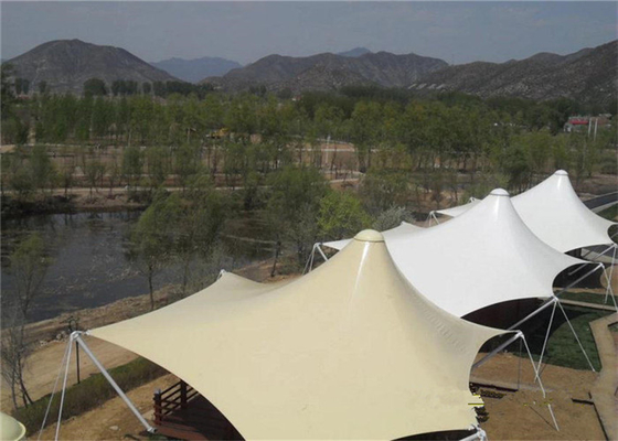 Construction Glamping Luxury Hotel Tents Three Layers Fabric Material