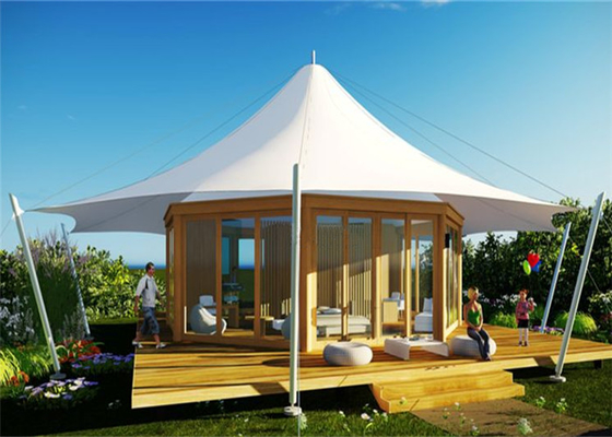 PTFE Luxury Outdoor Tents Prefab Transparent Hollow Soundproof Glass Wall