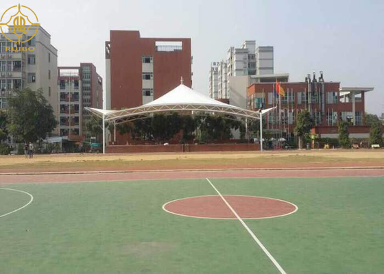 Single Cantilever 1050g PVDF Tensile Fabric Architecture Canopy For School